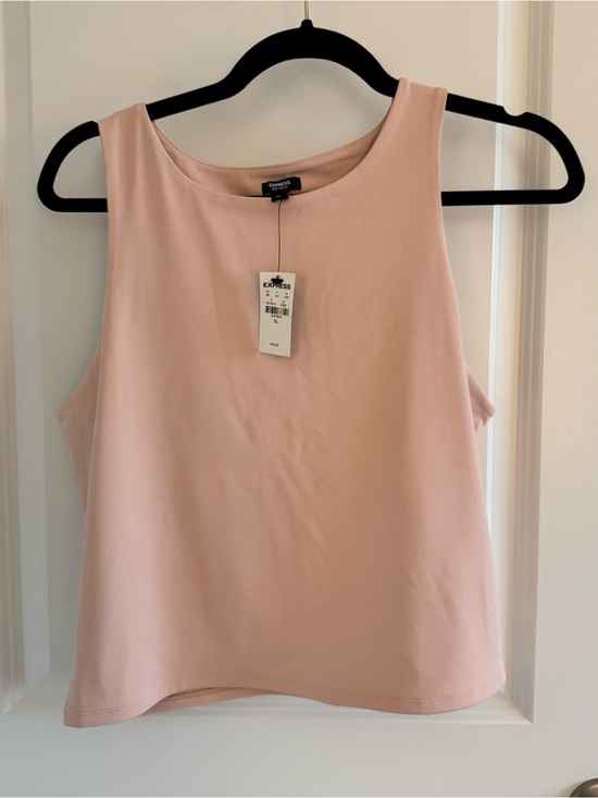 Express Tops - Express Blush Cropped Pink Sleeveless Tank Top